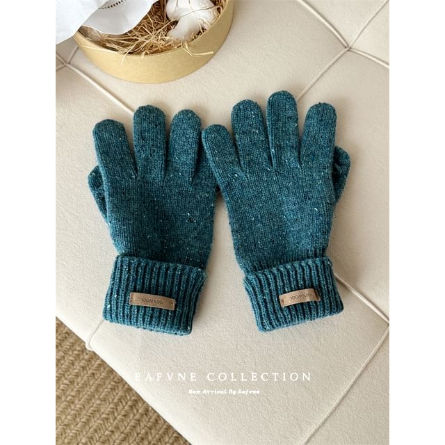 Gloves Applique Knit Lettering Wool Touchscreen