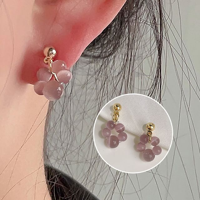 Earring Beaded Gemstone Clip-On Drop
