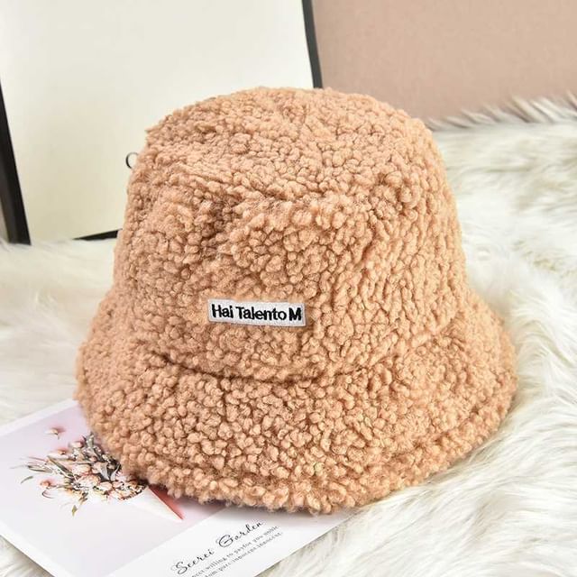 Lettering Bucket Fleece Hat
