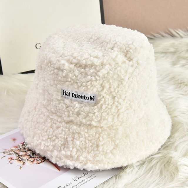 Lettering Bucket Fleece Hat