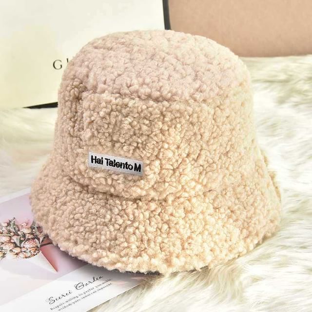 Lettering Bucket Fleece Hat