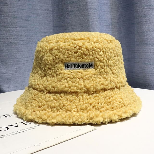 Lettering Bucket Fleece Hat