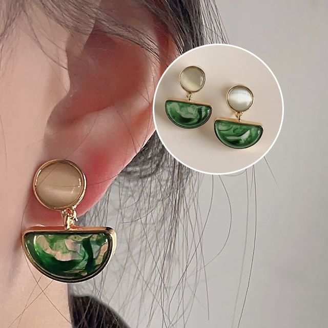 Faux Drop Gemstone Earring Geometric Alloy