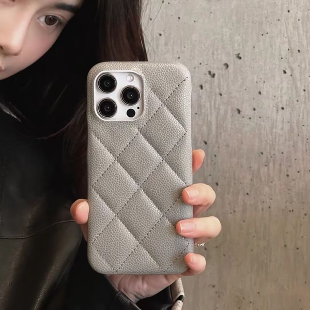 Leather Phone Case Faux Quilted