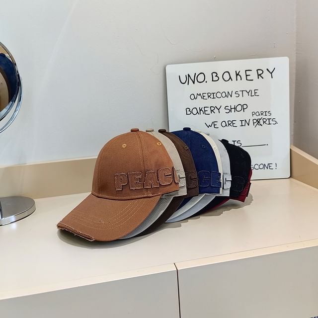 Baseball Distressed Lettering Applique Cap