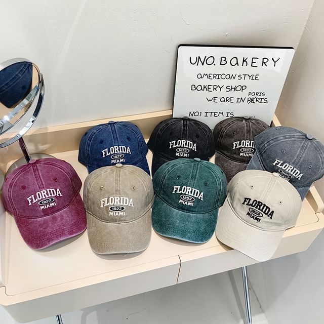 Baseball Lettering Cap Washed Embroidered