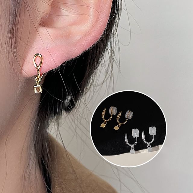 Earring Cuff Drop Cube Alloy