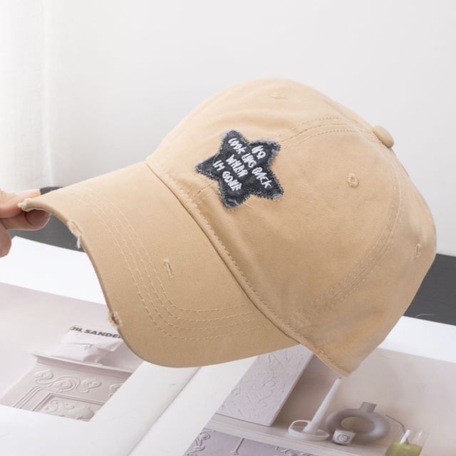 Star Baseball Applique Distressed Cap