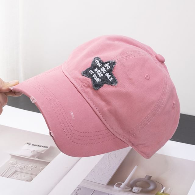 Star Baseball Applique Distressed Cap