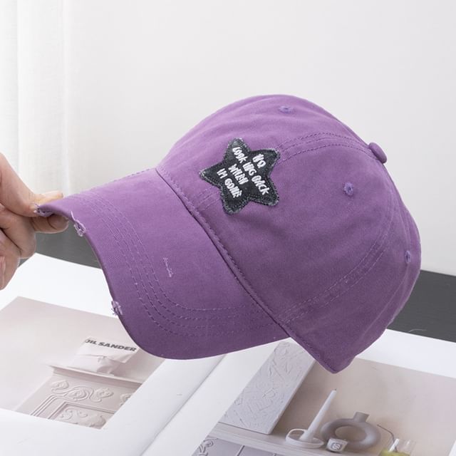 Star Baseball Applique Distressed Cap