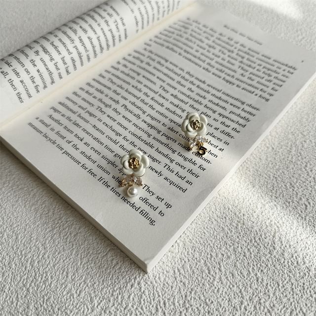 Drop Floral Alloy Earring Faux Pearl