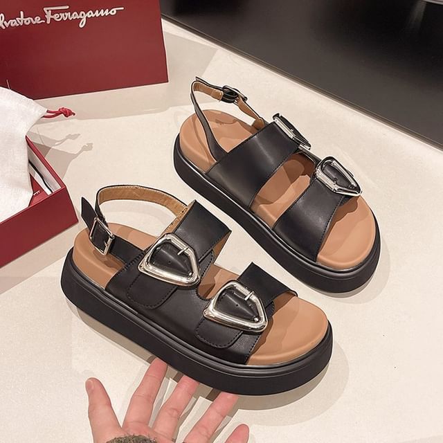 Buckled Slingback Sandals Platform