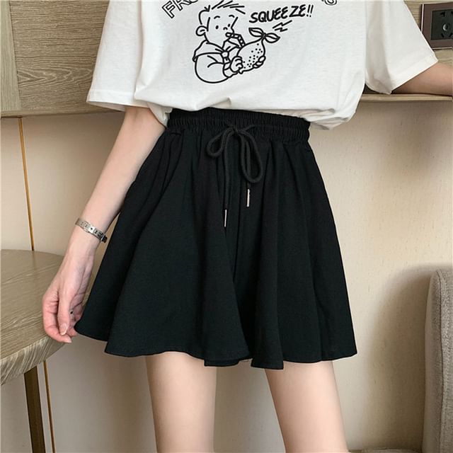 Drawstring Shorts Plain Waist