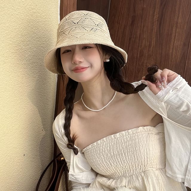 Knit Bucket Hat Eyelet