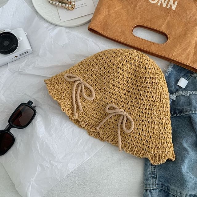Bucket Bow Woven Hat