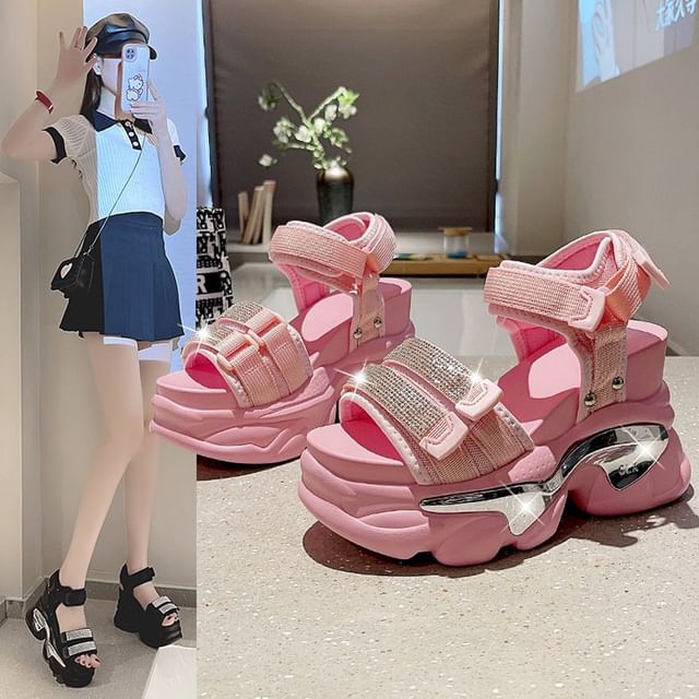 Wedge Sandals Rhinestone Platform