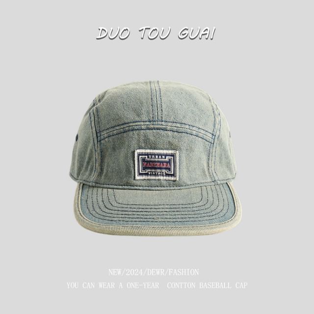 Applique Cap Denim Washed Baseball