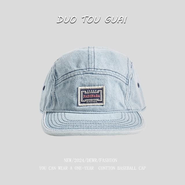 Applique Cap Denim Washed Baseball