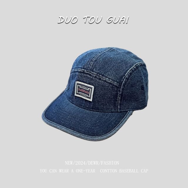 Applique Cap Denim Washed Baseball