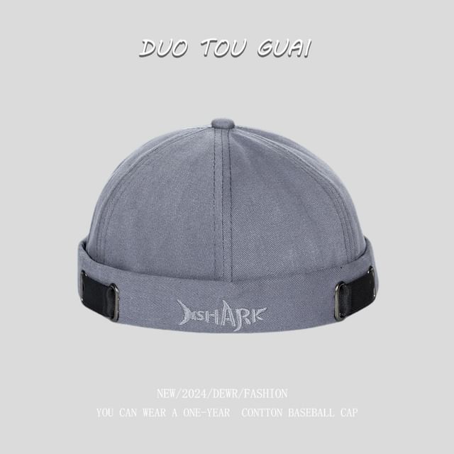 Lettering Brimless Hat Embroidered