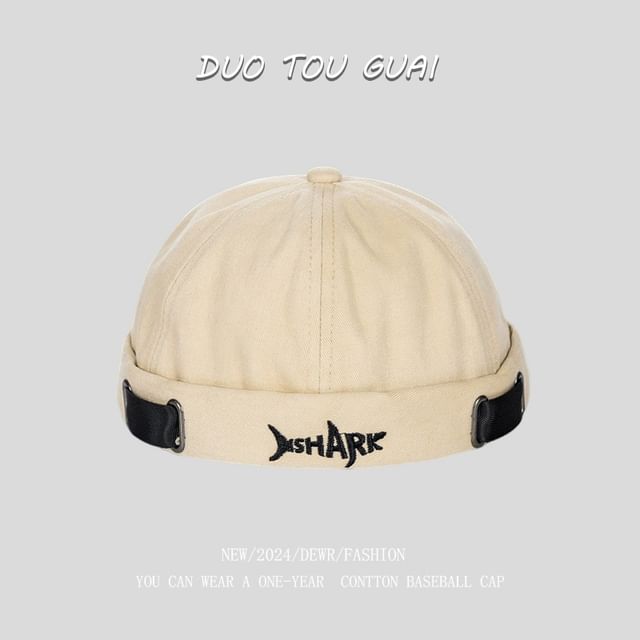 Lettering Brimless Hat Embroidered
