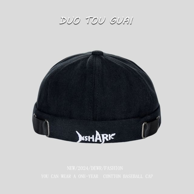 Lettering Brimless Hat Embroidered