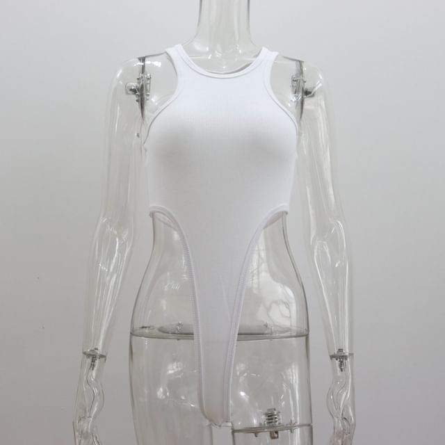 Crew Bodysuit Top Plain Neck Sleeveless