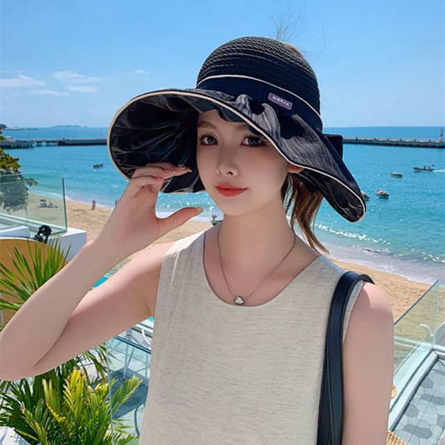 Sun Panel Bow Hat Ruched
