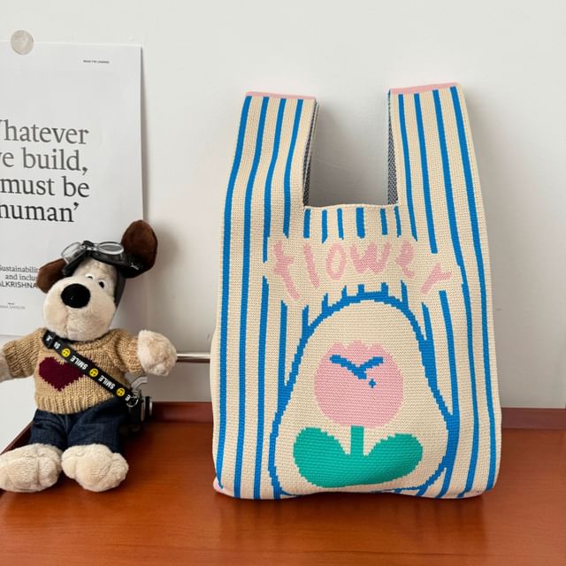 Tote Flower Knit Bag
