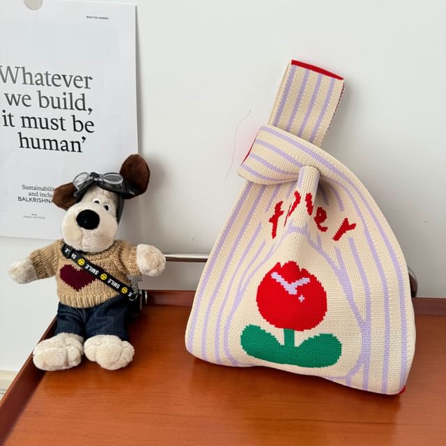 Tote Flower Knit Bag