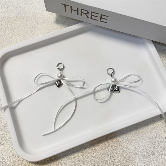Ribbon / Faux Pearl Drop Earring (Various Designs)