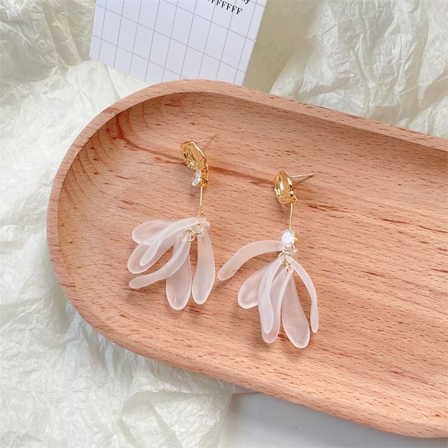 Floral Earring Asymmetrical Dangle Rhinestone