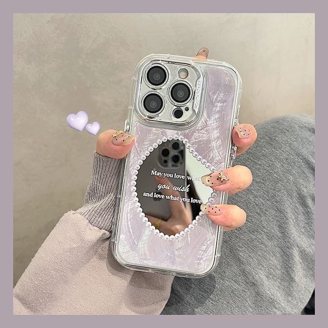 Case Faux Pearl Mirrored Phone