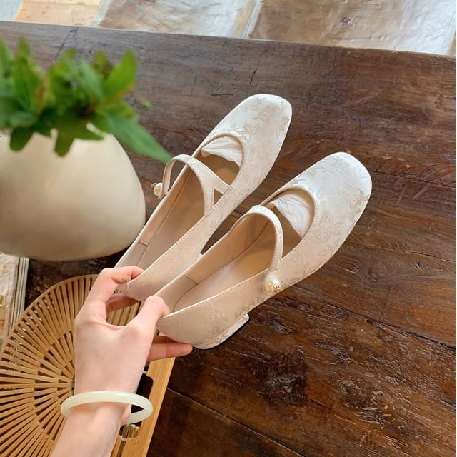 Mary Flats Fabric Pearl Jane Faux