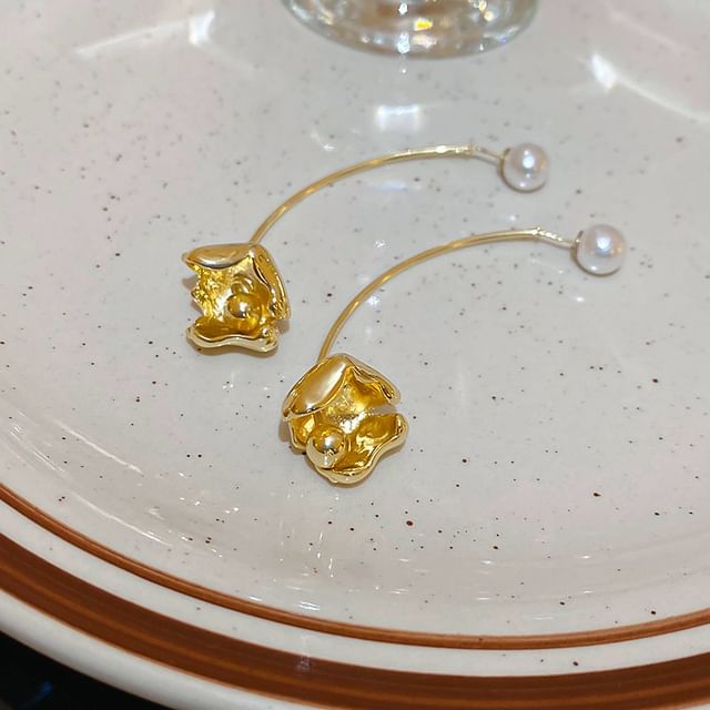 Floral Faux Pearl Alloy Dangle Earring