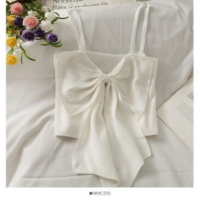 Cropped Top Camisole Plain Bow