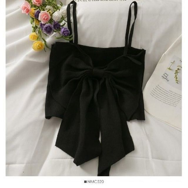 Cropped Top Camisole Plain Bow
