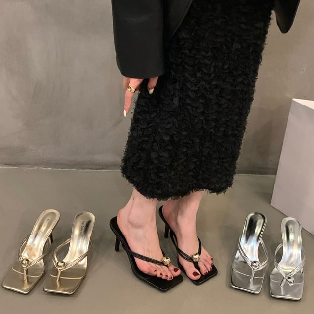 Sample Beaded Kitten Heel Flip-Flops