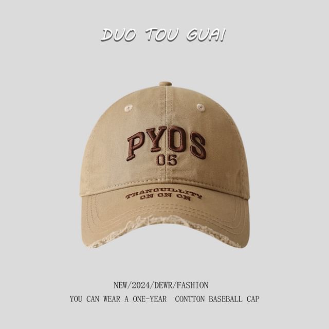 Baseball Cap Lettering Embroidered Frayed