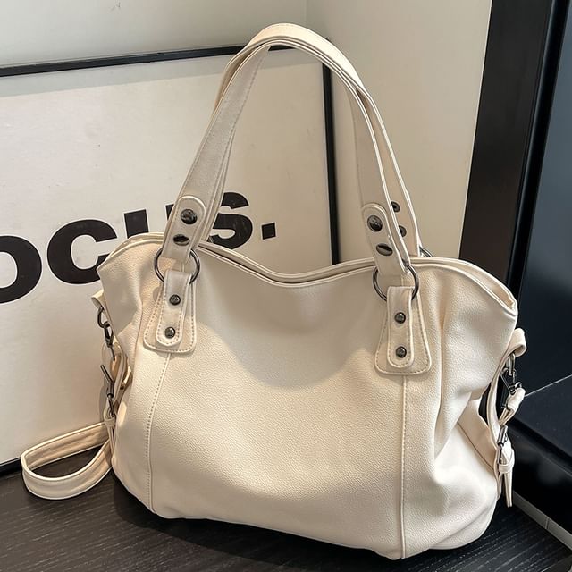 Faux Plain Leather Bag Tote