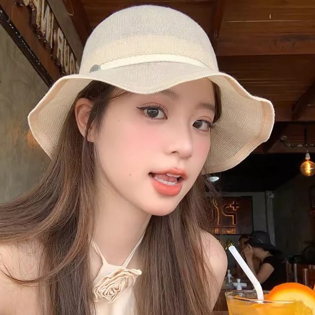 Hat Ruffle Bucket Cotton Linen