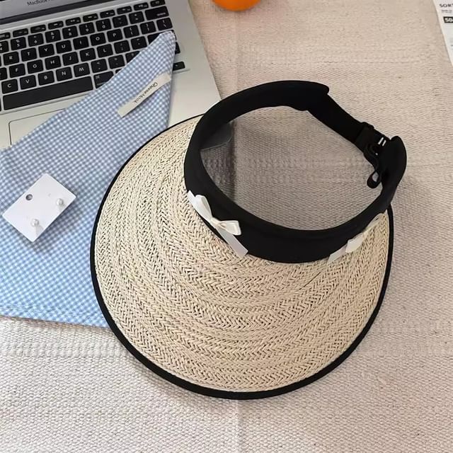 Hat Ribbon Piped Straw Sun