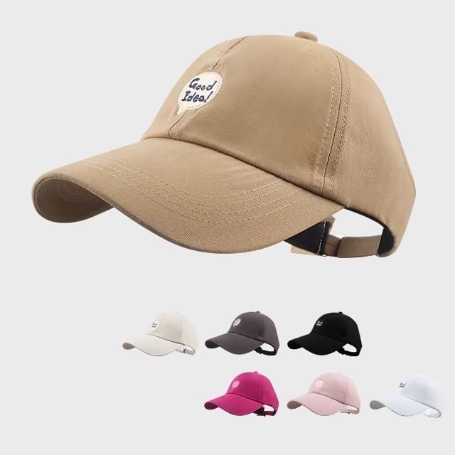 Lettering Cap Embroidered Open Top Baseball