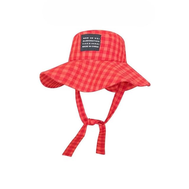 Plaid Bucket Hat Lettering Applique
