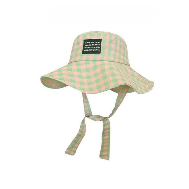 Plaid Bucket Hat Lettering Applique