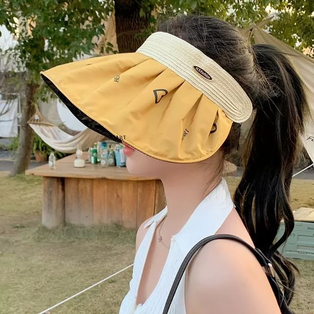 Sun Visor Print Heart Wide Brim