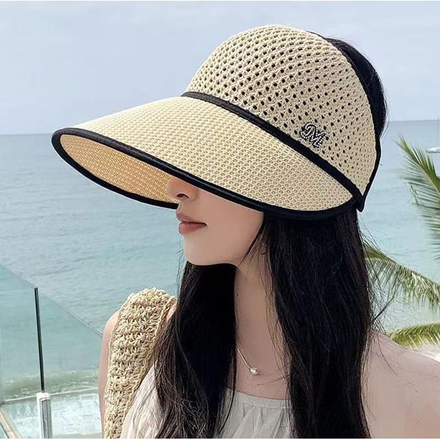 Hat Open Trim Lettering Contrast Top Sun
