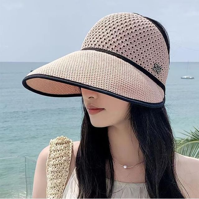 Hat Open Trim Lettering Contrast Top Sun