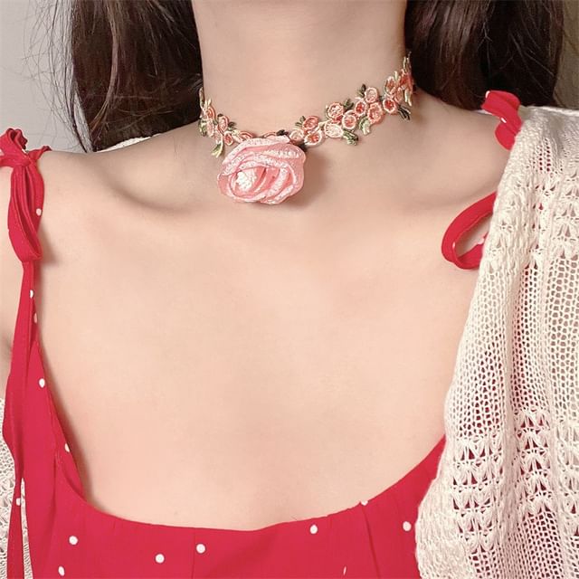 Rose Choker Ribbon Lace