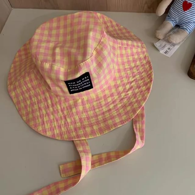 Chin Hat Checkered Strap With Cotton Bucket